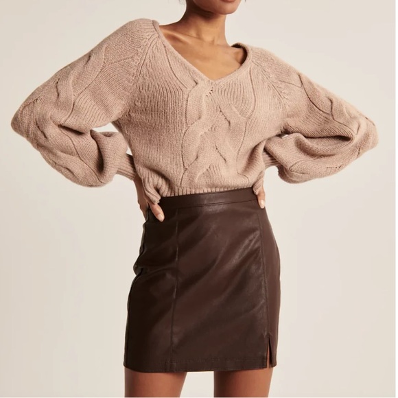Abercrombie & Fitch Dresses & Skirts - NWT Abercrombie Brown Vegan Leather Mini Skirt